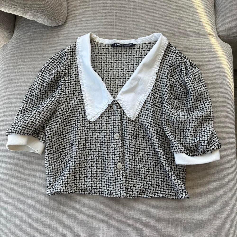 Zara cropped collar shirt